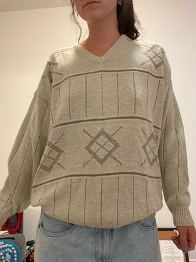 Marks & Spencer Beige V-Neck Knit Sweater